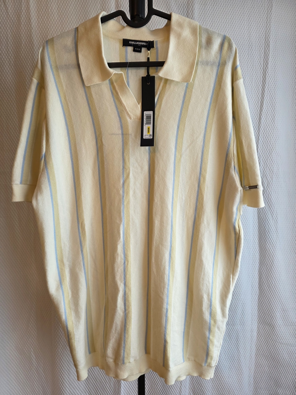 Karl Lagerfeld Men's Cream Short-Sleeve Stripe Polo Shirt